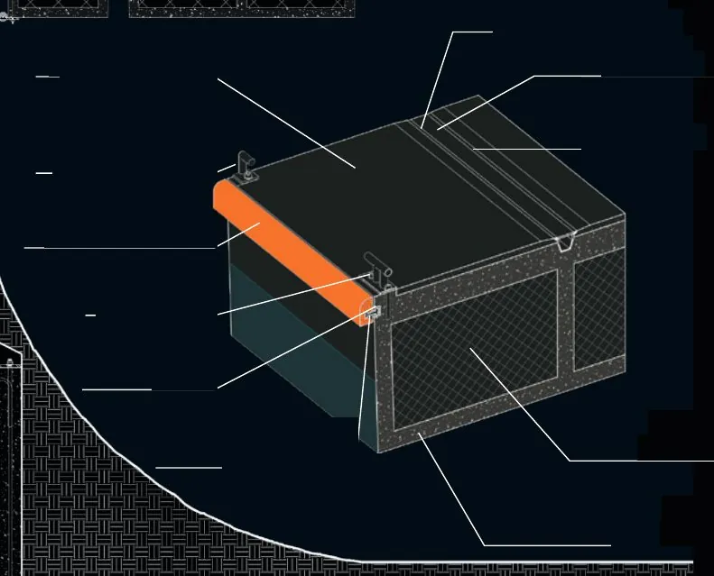 Dettaglio costruttivo di un modulo del pontile galleggiante