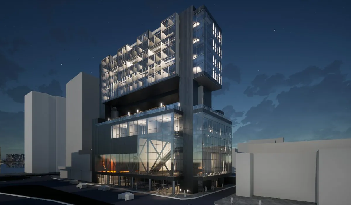 Render notturno del Centro per le arti dello spettacolo
